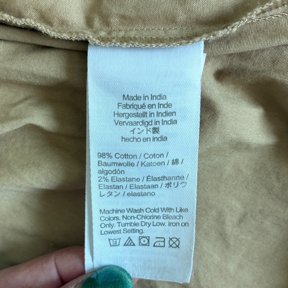 J. Crew Womens Khaki Tan Cotton Button Front Pleated Midi Skirt Small CH391 - Picture 9 of 13